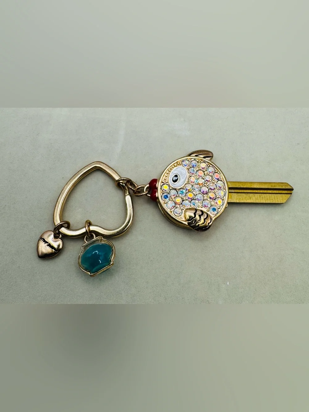 Betsey Johnson Fish Key Keychain with Iridescent Crystals